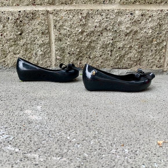 MEL By MELISSA Girls Ultra Girl Bow Shoes 12 Black Slip On Jelly Wedge Shoe Girl - Picture 4 of 9